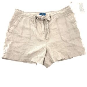Antibes Blanc 100% Linen Drawstring Shorts Women's 12 Chino Tropical Preppy NEW